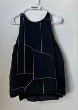 Load image into Gallery viewer, Willi Smith Womens Black White Lines Back-Zip Sleeveless Blouse Top Size S
