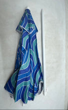 Load image into Gallery viewer, Bluewater Beach Blue Green Wave Print Portable Adjustable Height 6 FT. Umbrella