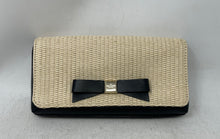 Load image into Gallery viewer, Kate Spade New York Womens Montford Park Beige Black Straw Large Clutch Bag