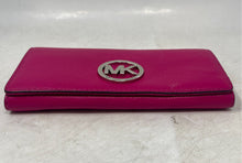 Load image into Gallery viewer, Michael Kors Womens Pink Pebbled Leather Inner Divider Flap Bifold Wallet
