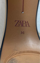 Load image into Gallery viewer, Zara Womens Beige Leather Slip-On Open Toe Stiletto Mule Heels Size 36