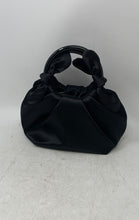 Load image into Gallery viewer, Elizabeth And James Womens Black Satin Bow Pleated Ring Handle Crossbody Purse