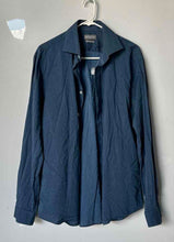 Load image into Gallery viewer, Michael Kors Mens Slate Blue Dotted Slim Fit Long Sleeve Dress Shirt Sz 16 34/35