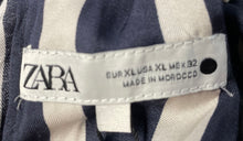 Load image into Gallery viewer, Zara Womens White Blue Striped Print Twisted Front Boat Neck Blouse Top Size XL