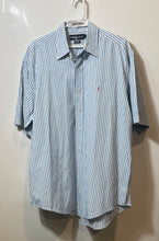Load image into Gallery viewer, Ralph Lauren Mens Light Blue White Striped Short Sleeve Button-Up Shirt Size L