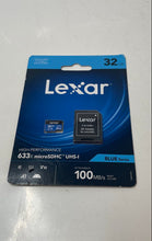 Load image into Gallery viewer, Lexar High-Performance 100 MB/s 633x 32GB microSDHC UHS-I Card With SD Adapter