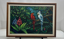 Load image into Gallery viewer, Framed Tropical Rainforest Birds On The Tree Art Painting By C. Loft