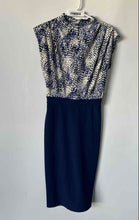 Load image into Gallery viewer, Express Womens Blue Animal Print Sleeveless Mock Neck Sheath Dress Size XS W/Tag