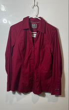 Load image into Gallery viewer, Express Womens Red Long Sleeve Regular Fit The Essential Button-Up Shirt Size M