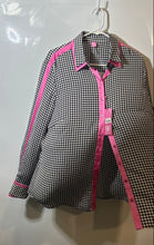 Load image into Gallery viewer, Basler Womens Black Pink Houndstooth Long Sleeve Blouse Top Size 46F With Tag