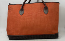 Load image into Gallery viewer, Ted Lapidus Womens Orange Brown Top Zipper Flat Bottom Double Handles Tote Bag