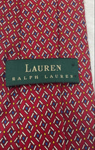 Load image into Gallery viewer, Lauren Ralph Lauren Mens Red Geometric Print Keeper Loop Adjustable Pointed Tie