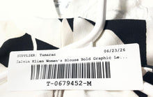 Load image into Gallery viewer, Calvin Klein Womens Black White Leaf Print Mock Neck Back-Zip Blouse Top Size S