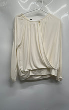 Load image into Gallery viewer, Express Womens White Pleated Round Neck Long Sleeve Blouse Top Size M