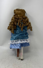 Load image into Gallery viewer, Collectible Blue Dress Curly Hair Green Eyes Porcelain Doll With Box