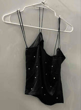 Load image into Gallery viewer, Zara Womens Black Pearl Embellished Sleeveless Camisole Tank Top Size Small