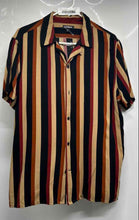 Load image into Gallery viewer, Express Mens Multicolor Striped Print Short Sleeve Button-Up Shirt Size L