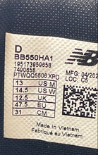 Load image into Gallery viewer, New Balance Unisex 550 BB550HA1 White Black Sneaker Shoes Size M13 W14.5 D
