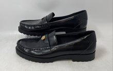 Load image into Gallery viewer, Zara Womens Black Leather Slip-On Round Toe Penny Loafer Shoes Size 41