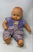 Load image into Gallery viewer, Vintage Blue Realistic Baby Girl Doll With Purple White Gingham Outfit