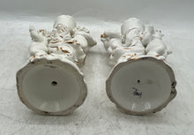 Load image into Gallery viewer, White And Gold Porcelain Cherub Figures Candlestick Holders Set Of 2 Pcs