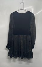 Load image into Gallery viewer, Zara Womens Black Gold Flecked Sparkle Balloon Sleeve Swing Dress Size Small