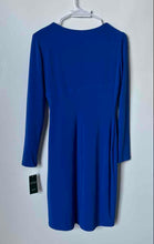 Load image into Gallery viewer, Lauren Ralph Lauren Womens Blue Long Sleeve Faux Wrap Sheath Dress Sz 6P W/ Tag