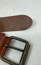 Load image into Gallery viewer, H&M Mens Brown Leather Square Buckle Adjustable Dress Belt Size 35-36