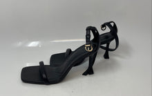 Load image into Gallery viewer, Zara Womens Black Leather Buckle Open Toe Spool Ankle Strap Heels Size EUR 38