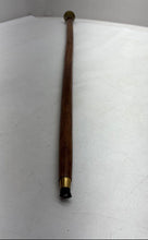 Load image into Gallery viewer, Brown Classic Wooden Finish Walking Cane With Brass-Tone Handle Collectible