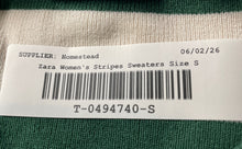 Load image into Gallery viewer, Zara Womens Green White Striped Round Neck Long Sleeve Pullover Sweater Size S