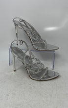 Load image into Gallery viewer, Steve Madden Womens Silver Glitter Buckle Stiletto Strappy Heels Size 8M