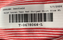 Load image into Gallery viewer, Polo Ralph Lauren Girls Red Striped Cotton Short Sleeve Pullover T-Shirt Size XL