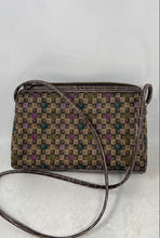 Load image into Gallery viewer, Liz Claiborne Womens Brown Geometric Print Single Strap Zip Top Crossbody Bag