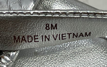 Load image into Gallery viewer, Michael Kors Womens Paola Silver Snakeskin Embossed High Platform Heels Size 8 M
