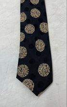 Load image into Gallery viewer, Countess Wara Mens Black Beige Polka Dot Adjustable Pointed Tie One Size