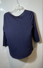 Load image into Gallery viewer, Michael Kors Womens Blue 3/4 Sleeve Notch Neck Regular Fit Blouse Top Size M