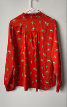 Load image into Gallery viewer, Chico's Womens Orange Printed Long Sleeve Henley Neck Blouse Top Size 3