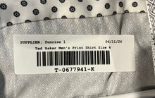 Load image into Gallery viewer, Ted Baker Mens Gray Printed Cotton Long Sleeve Pockets Collared Dress Shirt Sz 6