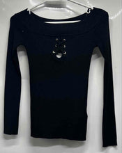 Load image into Gallery viewer, GBG Womens Black Long Sleeve Stretch Round Neck Ribbed Pullover Sweater Size S