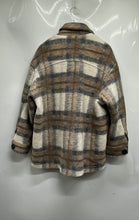 Load image into Gallery viewer, Zara Womens Gray And Brown Plaid Long Sleeve Button Front Jacket Size Medium
