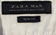 Load image into Gallery viewer, Zara Mens White Long Sleeve Slim-Fit Collared Button-Up Shirt Size Medium