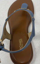Load image into Gallery viewer, Michael Kors Womens Blue Brown Leather Flats Thong Sandals Size 6.5M