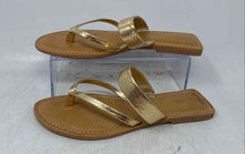 Load image into Gallery viewer, Antonio Melani Womens Gold Leather Slip-On Thong Sandals Size 7.5M