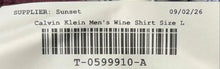 Load image into Gallery viewer, Calvin Klein Mens Wine Infinite Non-Iron Slim Fit Dress Shirt Size L 16 34/35