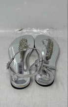 Load image into Gallery viewer, Jennifer Lopez Womens Flapper Silver-Tone Ankle Strap Thong Sandals Size 6M