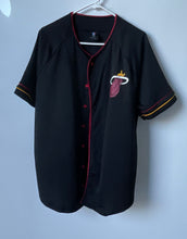 Load image into Gallery viewer, NBA Mens Black Miami Heat Short Sleeve Button Front Basketball Shirt Size Large
