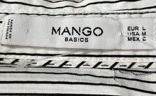 Load image into Gallery viewer, Mango Womens Black White Striped Long Sleeve Collared Button-Up Shirt Size M