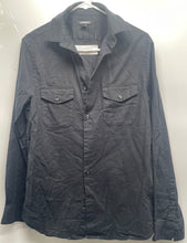 Load image into Gallery viewer, Express Mens Black Long Sleeve Collared Two Chest Pocket Button-Up Shirt Size S