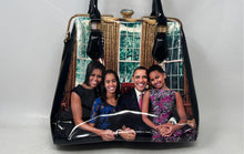 Load image into Gallery viewer, Womens Multicolor Patent Barack Obama Family Photo Satchel Handbag With Wallet